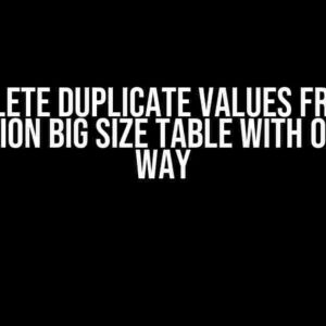 Delete Duplicate Values from Production Big Size Table with Optimized Way